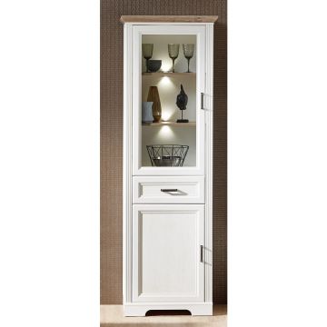 VITRINĂ in alb, culoare lemn stejar