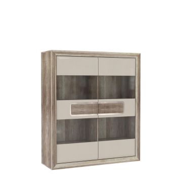 VITRINĂ in bej, culoare lemn stejar