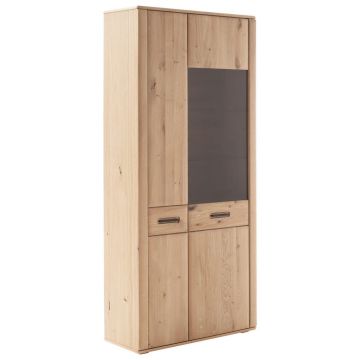 VITRINĂ in furniruit, masiv stejar noduros, stejar rustic culoare lemn stejar