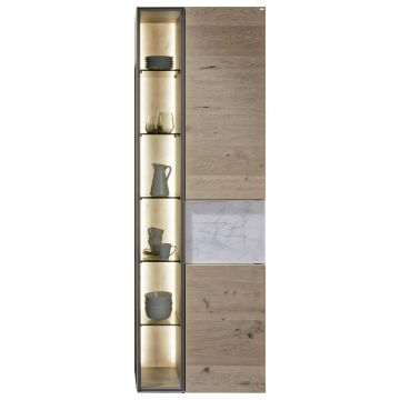 VITRINĂ in furniruit, placă din lemn masiv stratificat (panou) stejar alb, culoare lemn stejar