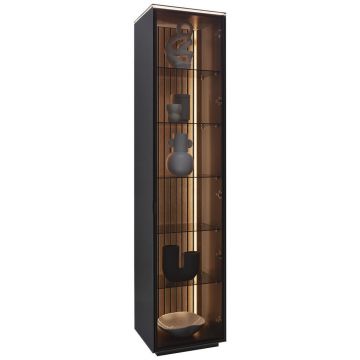 VITRINĂ in furniruit stejar antracit, culoare lemn stejar