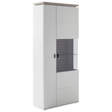 VITRINĂ in gri, culoare lemn stejar