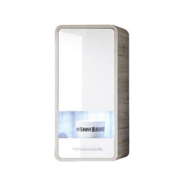 VITRINĂ SUSPENDATĂ in alb, culoare lemn stejar