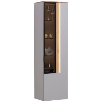 VITRINĂ SUSPENDATĂ in furniruit culoare lemn stejar, gri deschis