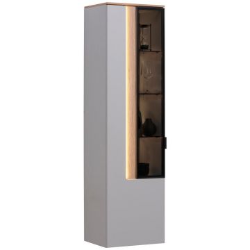 VITRINĂ SUSPENDATĂ in furniruit culoare lemn stejar, gri deschis