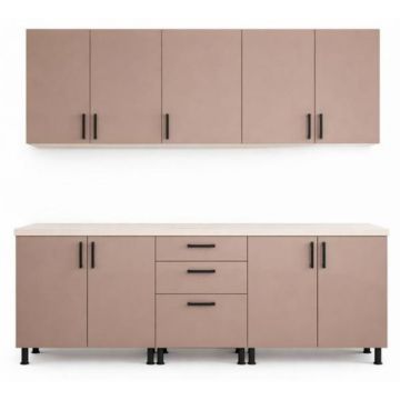 Bucatarie 200 cm mdf acryl cappucino