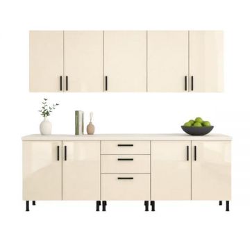 Bucatarie 200 cm mdf acryl crem