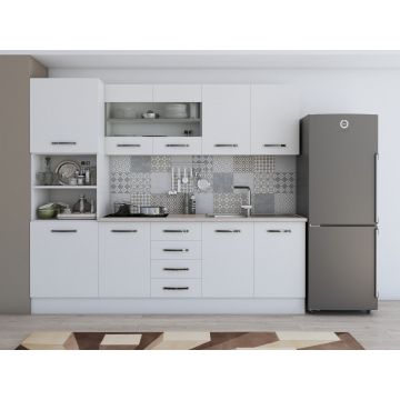 Bucatarie Alfabet cu soldat, 240 cm, Alb