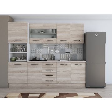 Bucatarie Alfabet cu soldat, 240 cm, Sonoma