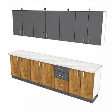 Bucatarie Lana 2.6 M, Pal Stejar Auriu K03/ Antracit