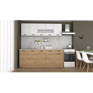 Bucatarie Vaio 200 cm, Stejar K03/Alb