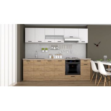Bucatarie Vaio 260 cm, Stejar K03/Alb