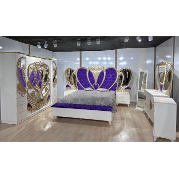 Dormitor complet Royal mov saltea inclusa 180x200cm