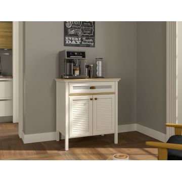 Dulap de bar pentru cafea, Hanah Home, FRN-21035, 80.4x90.1x52.1 cm, PAL, Crem / Stejar / Gri