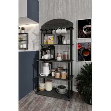 Dulap de bucatarie, Hanah Home, Time, 34x69x140 cm, MDF , Negru