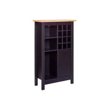 Dulap pentru sticle de vin Helina, Inter Link, 76.8x33x124.4 cm, MDF, negru/natur