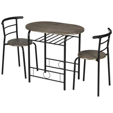 HOMCOM Set bistrou 3 piese, 1 masă, 2 scaune, 80 cm x 53 cm x 74,5 cm, Negru | Aosom Romania