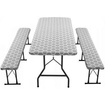Husa pentru set mobilier gradina, 1 masa si 2 banci, impermeabila, 76x183cm, gri