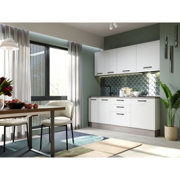 Mobila Bucatarie Elva 203.2 cm Alb Perlat - Configuratia 6