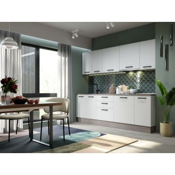 Mobila Bucatarie Elva 243.2 cm Alb Perlat - Configuratia 3