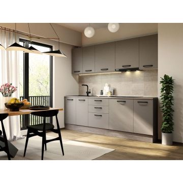 Mobila Bucatarie Elva 243.2 cm Gri - Configuratia 2