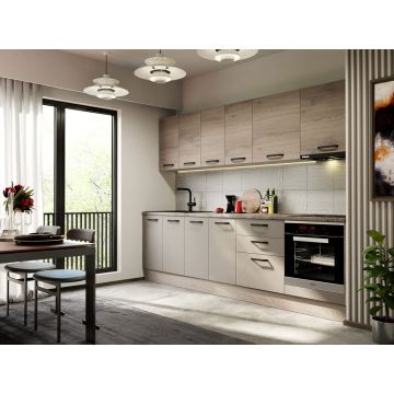Mobila Bucatarie Elva 283.2 cm Gri + Stejar - Configuratia 8