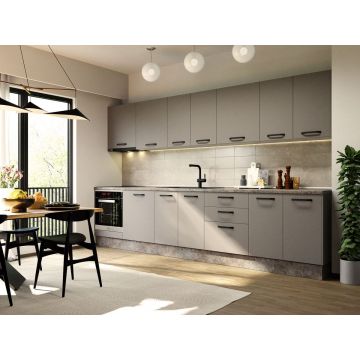 Mobila Bucatarie Elva 343.2 cm Gri - Configuratia 10