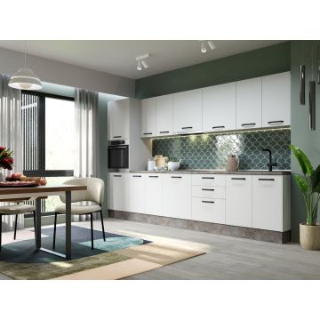 Mobila Bucatarie Elva 344,8 cm Alb Perlat - Configuratia 24