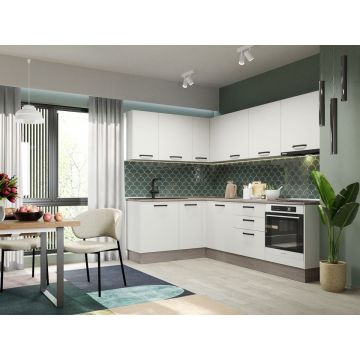Mobila Bucatarie Elva Colt 166.6 x 241.6 cm Alb Perlat - Configuratia 27