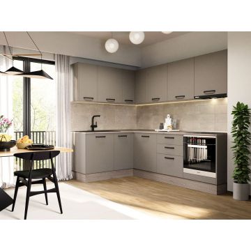 Mobila Bucatarie Elva Colt 166.6 x 241.6 cm Gri Pietris - Configuratia 26