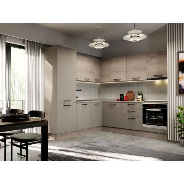 Mobila Bucatarie Elva Colt 228.2 x 241.6 cm Gri/Cremona - Configuratia 30