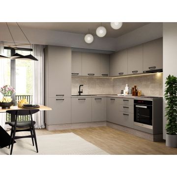 Mobila Bucatarie Elva Colt 228.2 x 241.6 cm Gri Pietris - Configuratia 29