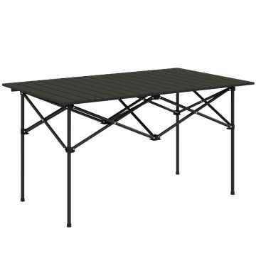 Outsunny Masă de camping pliabilă cu blat rulabil, masă de grădină din aluminiu 2 persoane 95 x 55 cm Negru | Aosom Romania