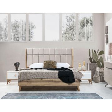 Pat 160x200 Cm, culoare lemn stejar