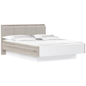 Pat, culoare lemn stejar, alb lucios intens