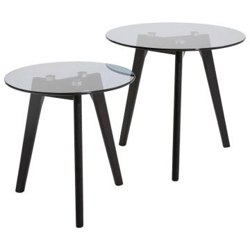 SET DE MESE AUXILIARE in lemn, sticlă 50/50/45 cm