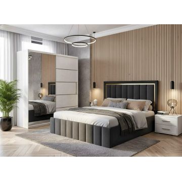 Set dormitor Atena Gri cu dulap alb