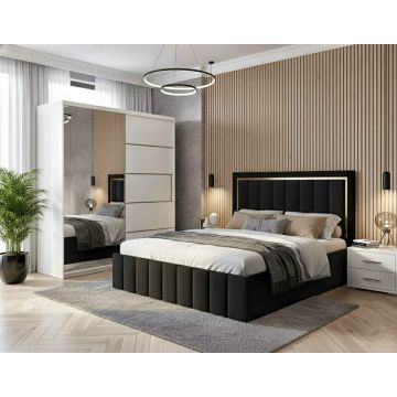 Set dormitor Atena Negru cu dulap alb