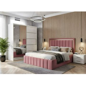 Set dormitor Atena Roz cu dulap alb