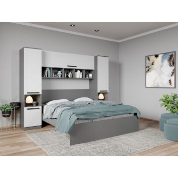 Set dormitor de Tineret Gri+Alb - Tudor - C2 Set dormitor de Tineret Gri+Alb - Tudor - C2