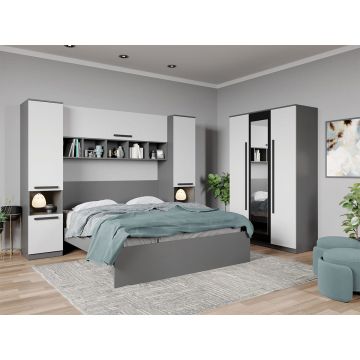 Set dormitor de Tineret Gri + Alb - Tudor - C7