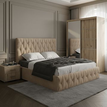 Set dormitor Nova Bej cu Dulap Atlantic 150 Sonoma