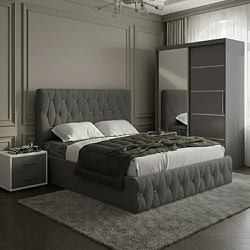 Set dormitor Nova Gri cu Dulap Atlantic 150 Gri