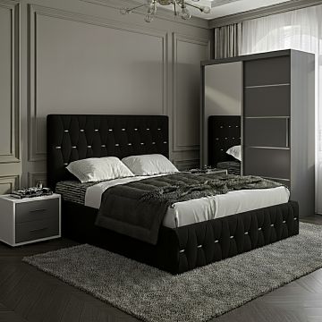 Set dormitor Nova Negru cu Dulap Atlantic 150 Gri