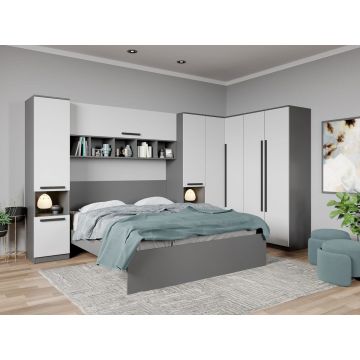 Set dormitor pe colt Gri+Alb - Tudor - C1