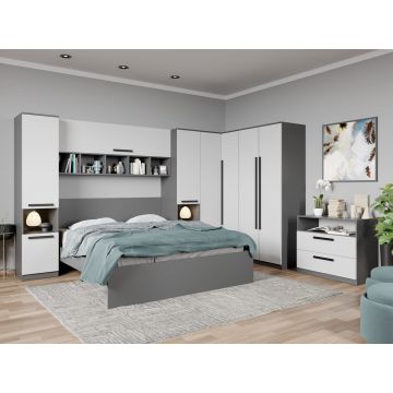 Set dormitor pe colt Gri+Alb - Tudor - C3
