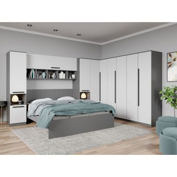 Set dormitor pe colt Gri+Alb - Tudor - C4