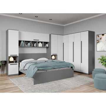 Set dormitor pe colt Gri+Alb - Tudor - C6