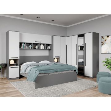Set dormitor pe colt Gri+Alb - Tudor - C8