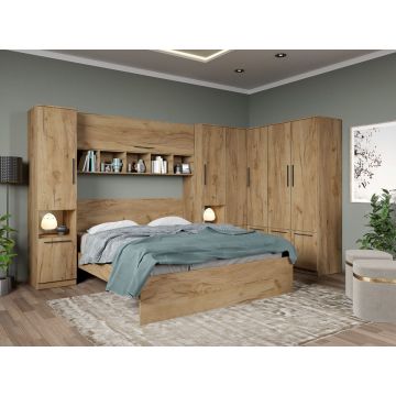 Set dormitor pe colt Stejar Auriu - Tudor - C1